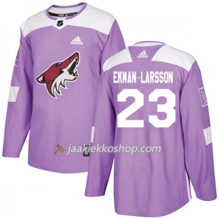 Miehille NHL Arizona Coyotes Pelipaita Oliver Ekman-Larsson 23 Adidas 2017-2018 Violetti Fights Cancer Practice Authentic